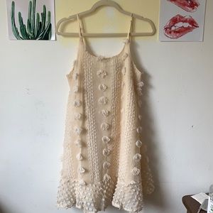 Cream ruffle detailed dress